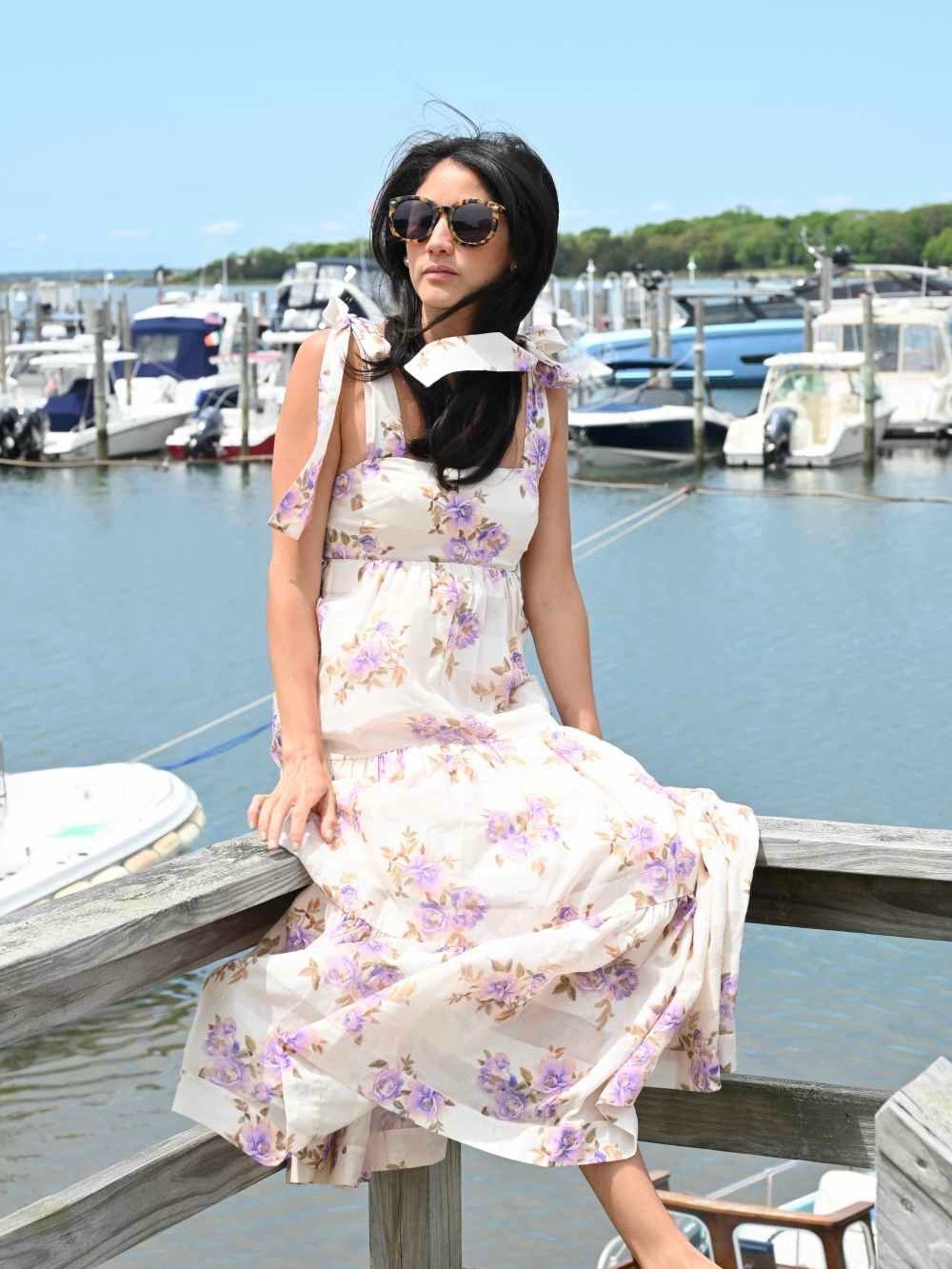 Zimmermann Rosa Striped Lilac‎ Rose Picnic Dress Cotton Silk Maxi
